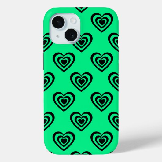 レトロミントグリーン催眠ハートパターン Case-Mate iPhoneケース (裏面)