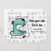 レトロミントスタンドミキサーケーキベーキングレシピカード ポストカード (正面/裏面)