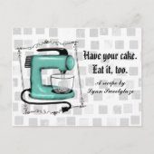 レトロミントスタンドミキサーケーキベーキングレシピカード ポストカード (正面)