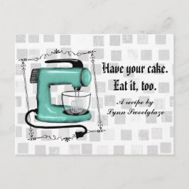 レトロミントスタンドミキサーケーキベーキングレシピカード ポストカード