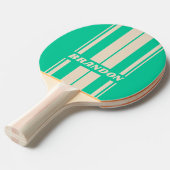 レトロミントストライプボード名 卓球ラケット (正面アングル)