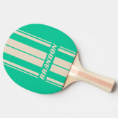 レトロミントストライプボード名 卓球ラケット (横)