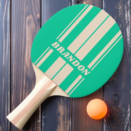 レトロミントストライプボード名 卓球ラケット