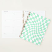 レトロミントチェック歪んだチェッカーボ市松模様にード プランナー手帳 (ディスプレー)