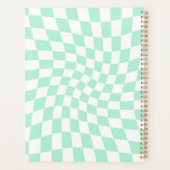 レトロミントチェック歪んだチェッカーボ市松模様にード プランナー手帳 (裏面)