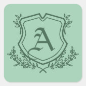 レトロミントリーフとフローラモノグラム結婚ズ スクエアシール (正面)