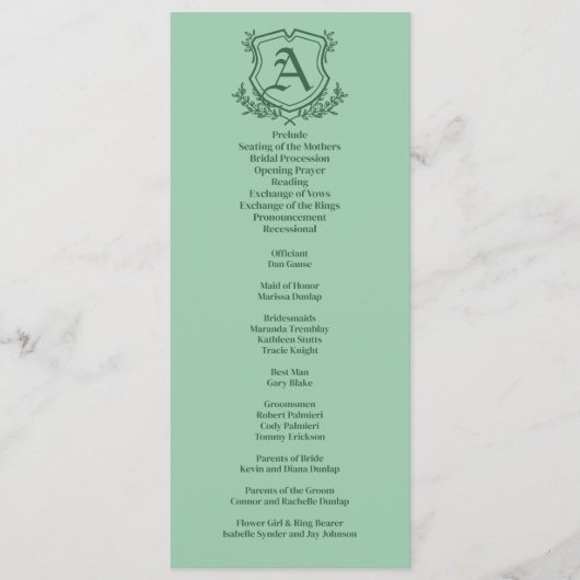 レトロミントリーフとフローラモノグラム結婚ズ プログラム (正面)