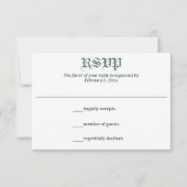 レトロミントリーフとフローラモノグラム結婚ズ 出欠カード (正面)