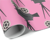 レトロムービーをピンク色で表示 ラッピングペーパー (ロールコーナー)