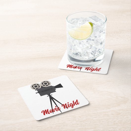 レトロムービーカメラのカスタマイズ スクエアペーパーコースター (インサイチュ)