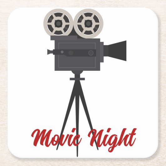 レトロムービーカメラのカスタマイズ スクエアペーパーコースター (正面)