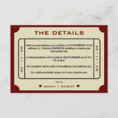 レトロムービーチケット結婚の詳細 エンクロージャーカード (正面)