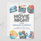 レトロムービーナイト子供の誕生日招待状 招待状 (正面)