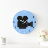 レトロムービー用の白黒番号付きカメラ ラージ壁時計 (ホーム)