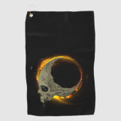 レトロムーンデッドバーニングスカルイン火災 ゴルフタオル (正面)