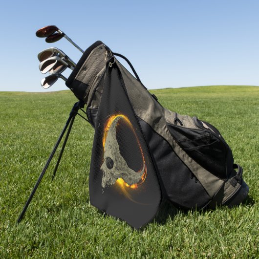 レトロムーンデッドバーニングスカルイン火災 ゴルフタオル (グリーン)