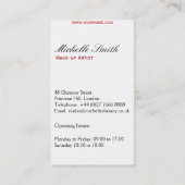 レトロメイクアップアーティストの名刺デザイン 名刺 (裏面)