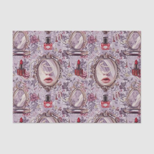 レトロメイクアップバニティリップスティックデクページ 薄葉紙 (正面)