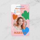 レトロメイク美しい図形フォトqrコードロゴ 名刺 (正面)