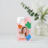 レトロメイク美しい図形フォトqrコードロゴ 名刺 (スタンド正面)