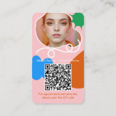 レトロメイク美しい図形フォトqrコードロゴ 名刺 (裏面)