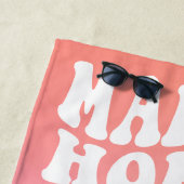 レトロメイド・オブ・オーナー(花嫁付き添い人)ピンクアクアグラデーション ビーチタオル (インサイチュ)