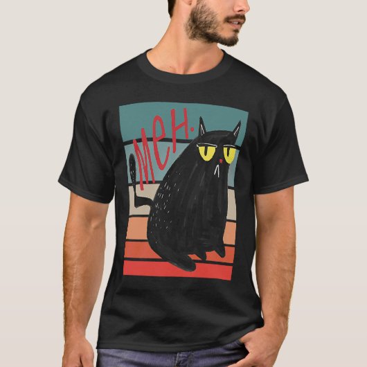 レトロメイ不機嫌な黒猫の皮肉な子猫M Tシャツ (正面)