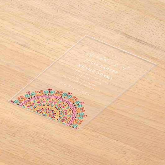 レトロメキシコの地形がマンダラ結婚ズを繁栄 アクリル招待状 (レイダウン)