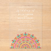 レトロメキシコの地形がマンダラ結婚ズを繁栄 アクリル招待状 (正面)