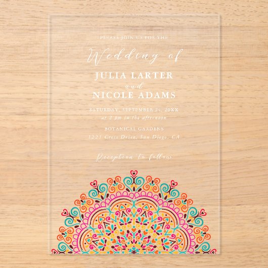 レトロメキシコの地形がマンダラ結婚ズを繁栄 アクリル招待状 (正面)