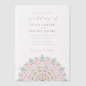 レトロメキシコの地形がマンダラ結婚ズを繁栄 ベラム紙招待状 (正面)