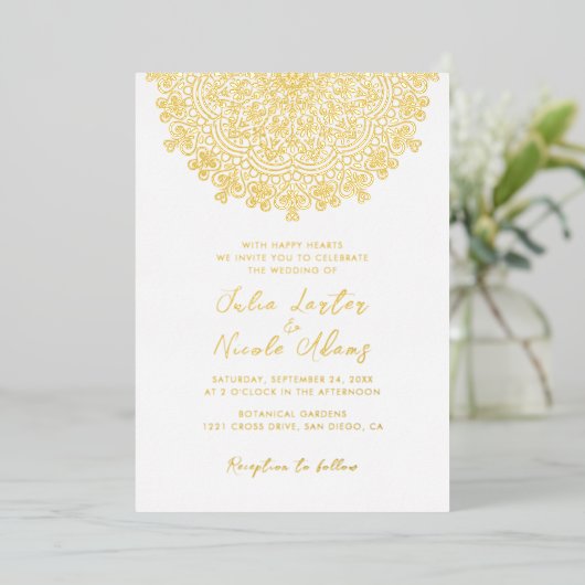 レトロメキシコの地形がマンダラ結婚ズを繁栄 箔招待状 (立ち正面)