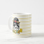 レトロメッシーブンサンフラワーヒョウストライプ先生 コーヒーマグカップ (正面左)