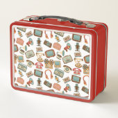 レトロメディアパターン名前をカスタムする弁当 メタルランチボックス (裏面)