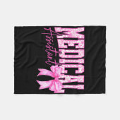 レトロメディカルアイスタントフローラピンクコケットボウモス フリースブランケット (正面(横))