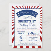 レトロメモリアルデーバースデーパーティ招待状 招待状 (正面)