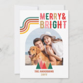 レトロメリーと明るいアーチ写真クリスマス シーズンカード (正面)