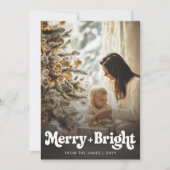 レトロメリーと明るいクリスマスの写真垂直 シーズンカード (正面)
