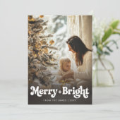 レトロメリーと明るいクリスマスの写真垂直 シーズンカード (スタンド正面)