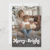 レトロメリーと明るいクリスマスの写真 シーズンカード (正面)