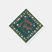 レトロメリーと明るいクリスマスライトグリーン スタンダードカクテルナプキン (角)