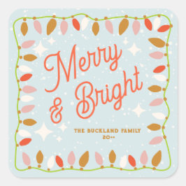 レトロメリーと明るいクリスマスライト スクエアシール