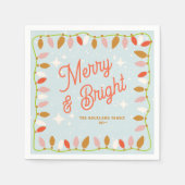 レトロメリーと明るいクリスマスライト スタンダードカクテルナプキン (正面)