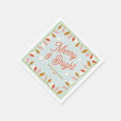 レトロメリーと明るいクリスマスライト スタンダードカクテルナプキン (角)