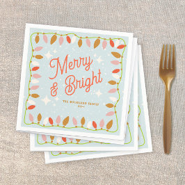 レトロメリーと明るいクリスマスライト スタンダードカクテルナプキン