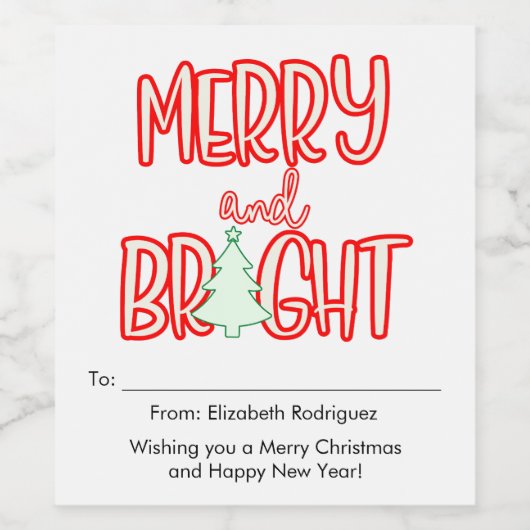 レトロメリーと明るいユニークボトルギフトラベル ワインラベル (シングルラベル)