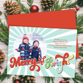 レトロメリーと明るい写真のクリスマス シーズンカード