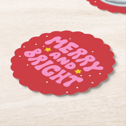 レトロメリーアンドブライトホリデーデザイン ペーパーコースター (アングル)