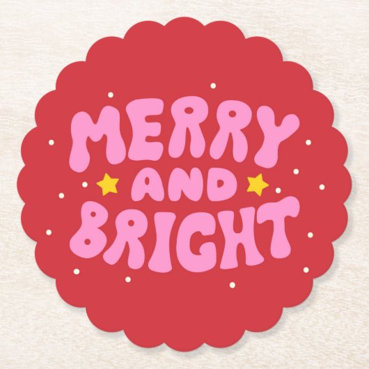 レトロメリーアンドブライトホリデーデザイン ペーパーコースター (正面)