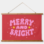 レトロメリーアンドブライトホリデーデザイン 吊り下げ型タペストリー (正面)